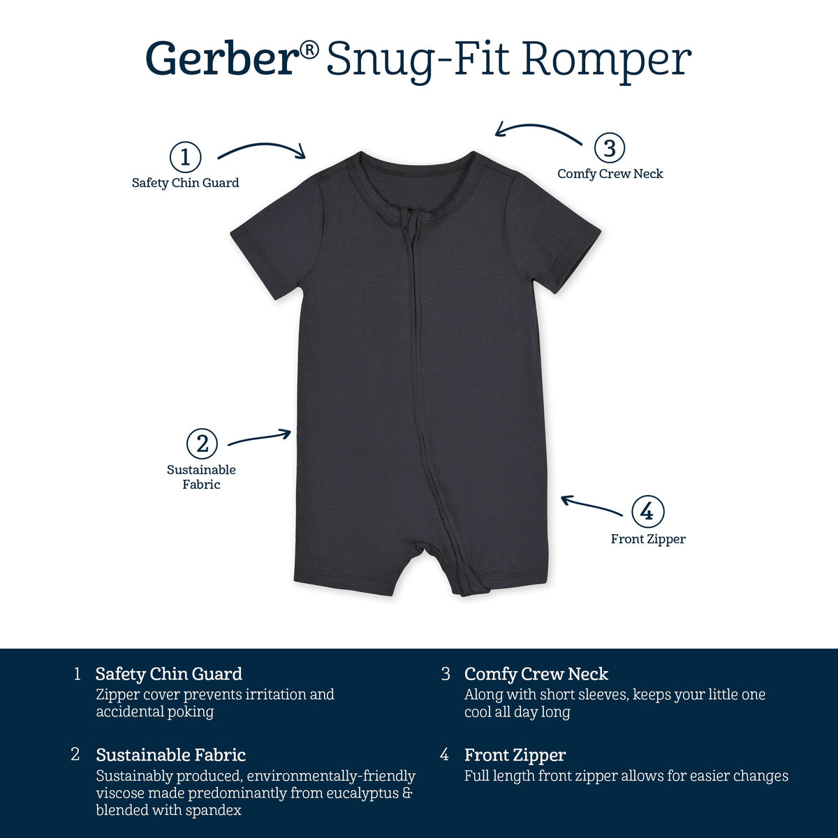 Baby Shadow Buttery-Soft Viscose Made from Eucalyptus Snug Fit Romper