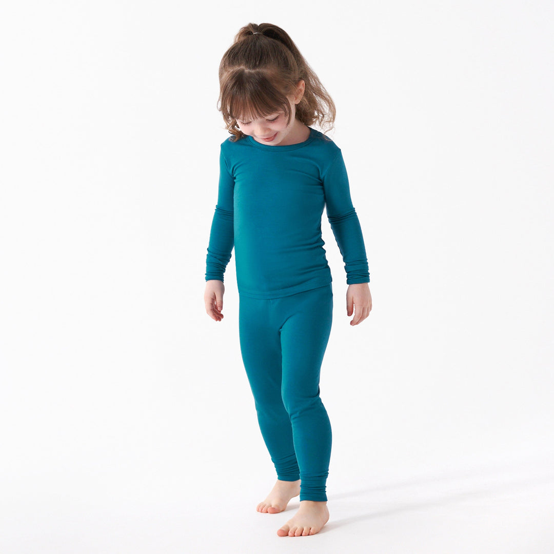 2-Piece Infant & Toddler Teal Buttery-Soft Viscose Made from Eucalyptus Snug Fit Pajamas