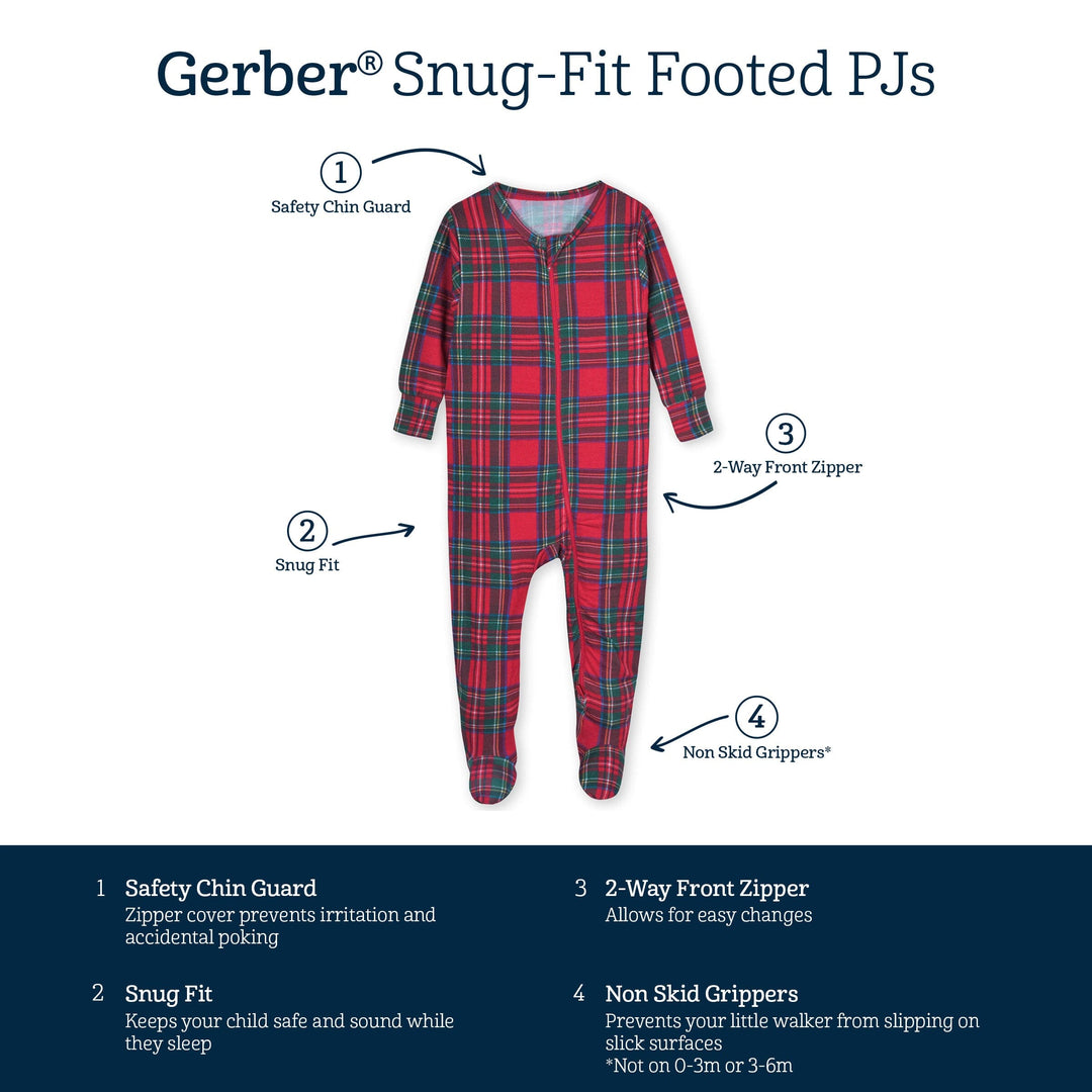 Baby Plaid About You Buttery Soft Viscose Made from Eucalyptus Snug Fit Footed Holiday Pajamas