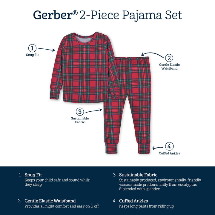 2-Piece Infant & Toddler Stewart Plaid Buttery-Soft Viscose Made from Eucalyptus Snug Fit Pajamas