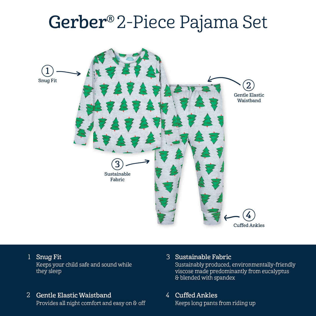 2-Piece Infant & Toddler Trees Buttery-Soft Viscose Made from Eucalyptus Snug Fit Pajamas