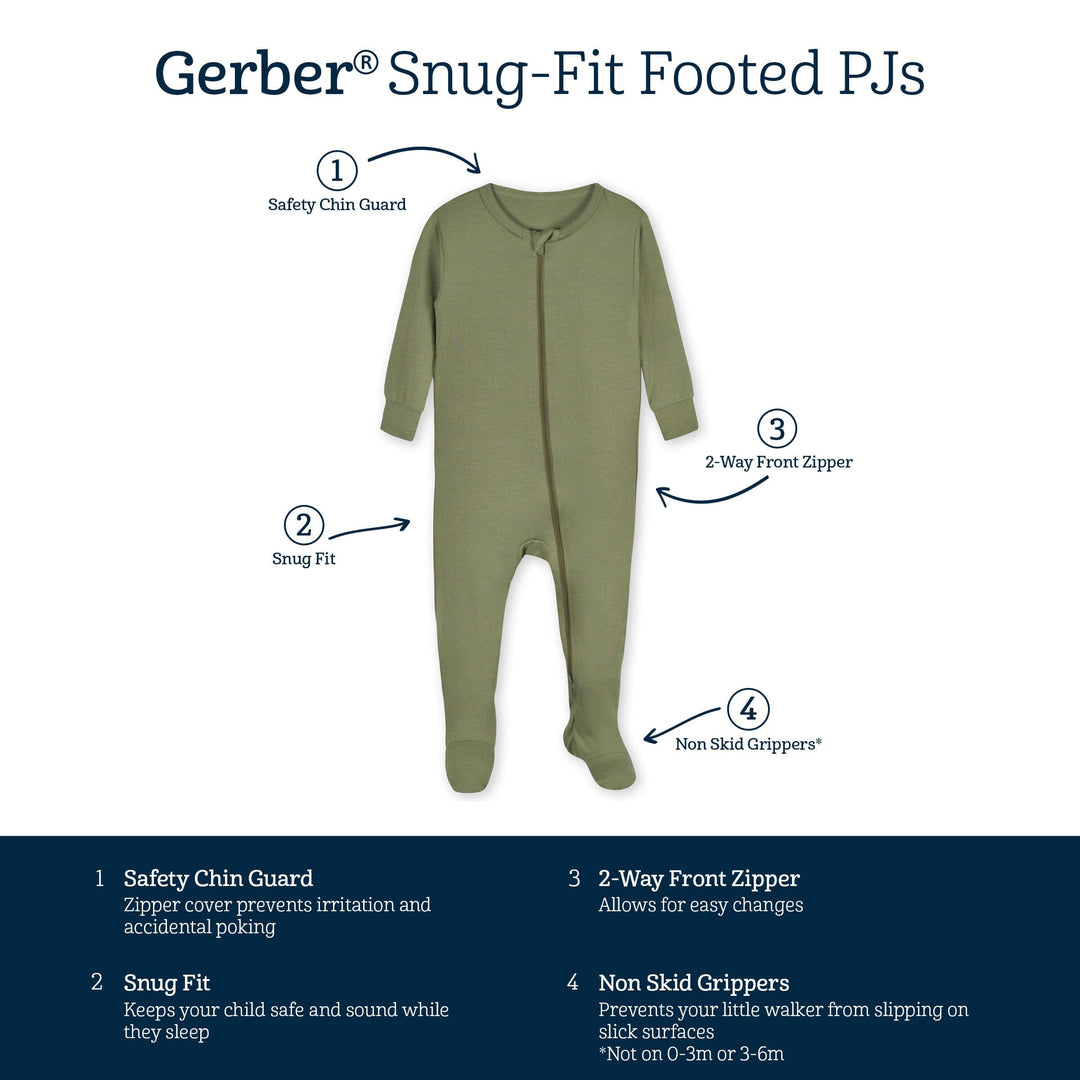 Baby & Toddler Moss Buttery Soft Viscose Made from Eucalyptus Snug Fit Footed Pajamas