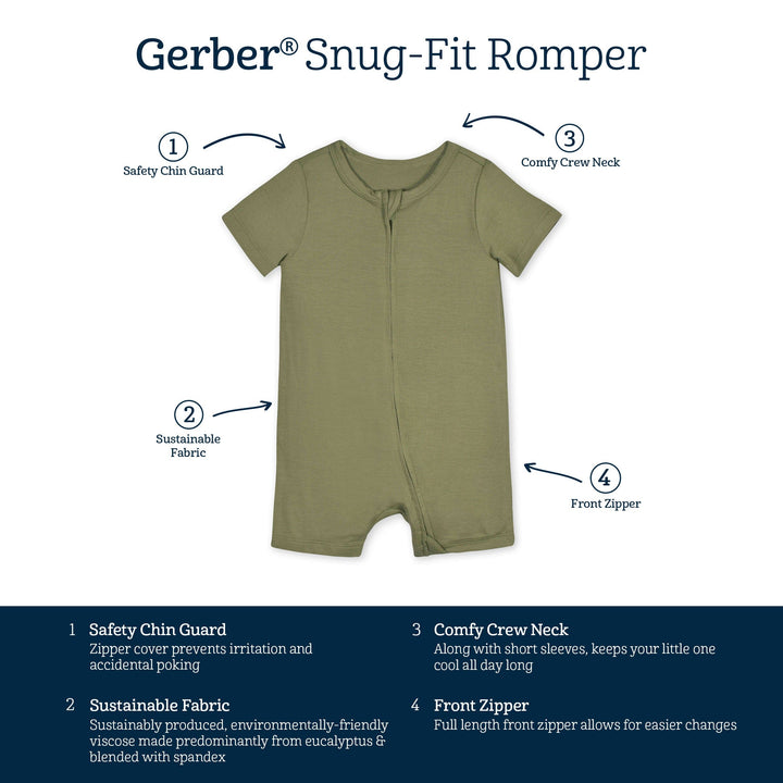 Baby Moss Buttery-Soft Viscose Made from Eucalyptus Snug Fit Romper