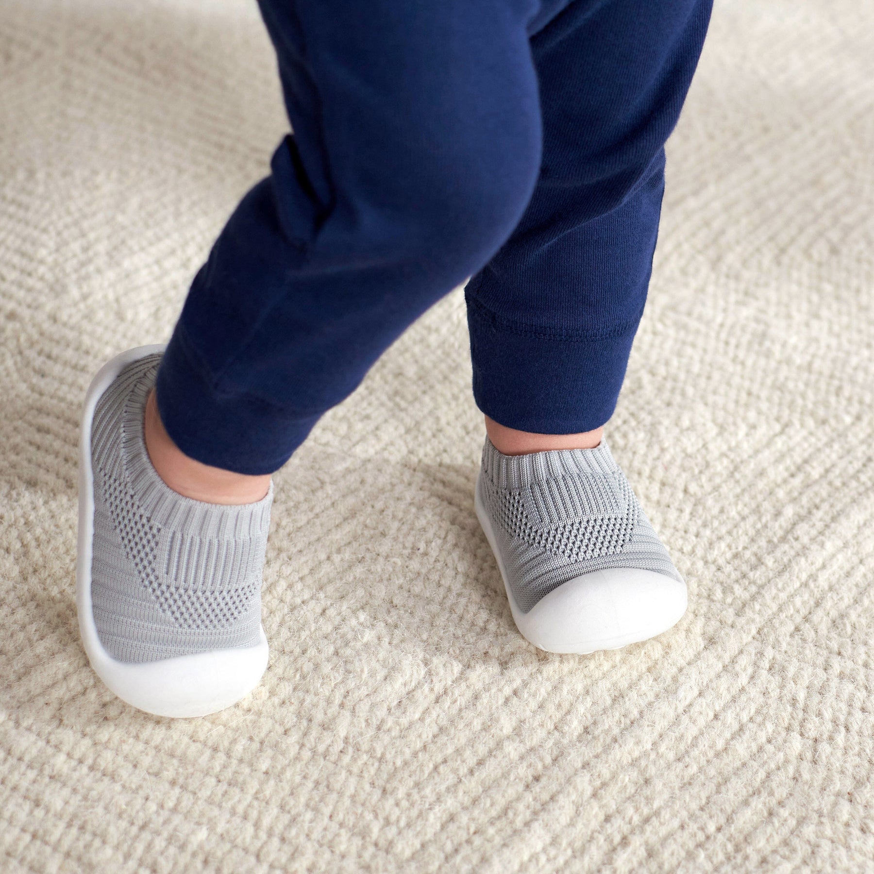 Grey Knitted Baby Non-Slip Sock Shoes