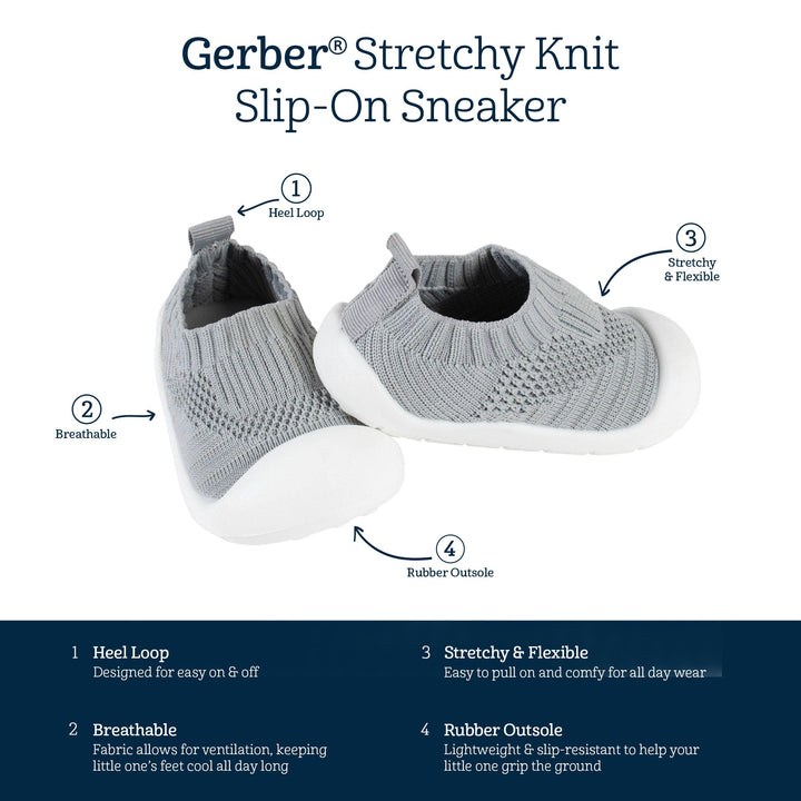 Baby Neutral Gray Stretchy Knit Slip-On Sneaker