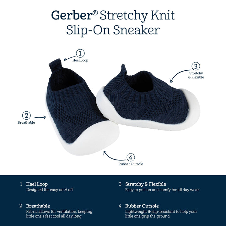 Baby Neutral Navy Stretchy Knit Slip-On Sneaker