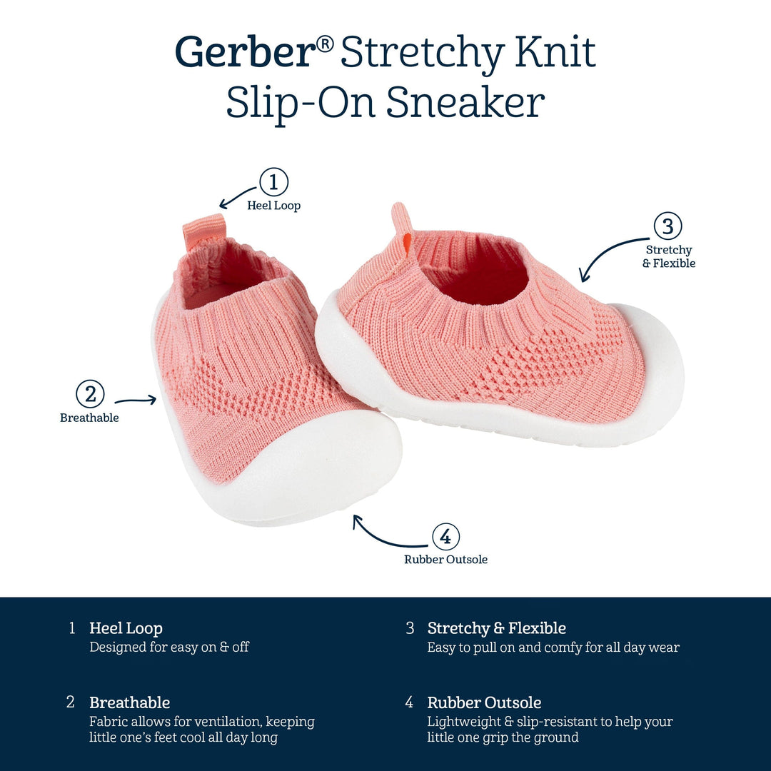 Baby Girls Pink Stretchy Knit Slip-On Sneaker