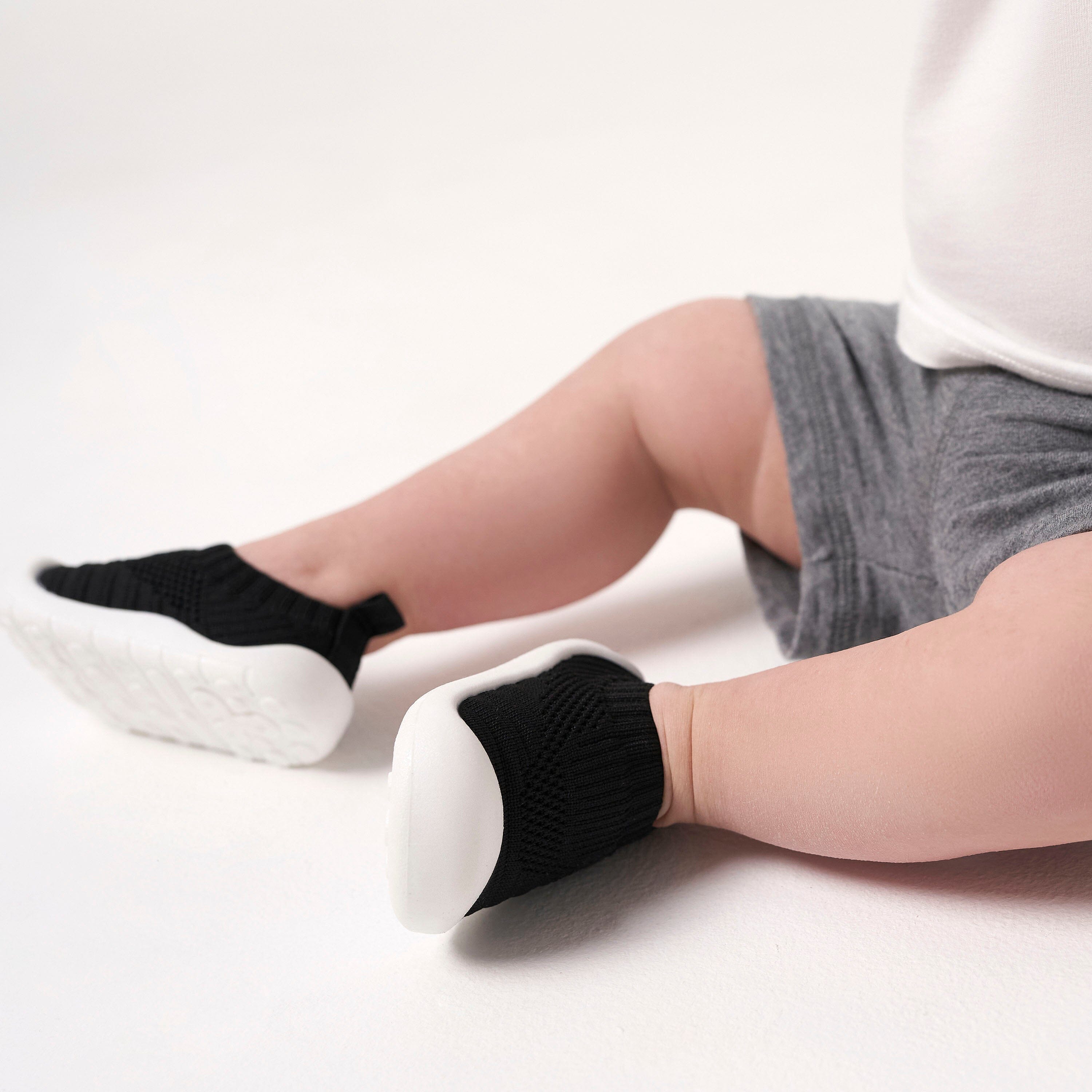 Baby Boys Black Stretchy Knit Slip-On Sneaker