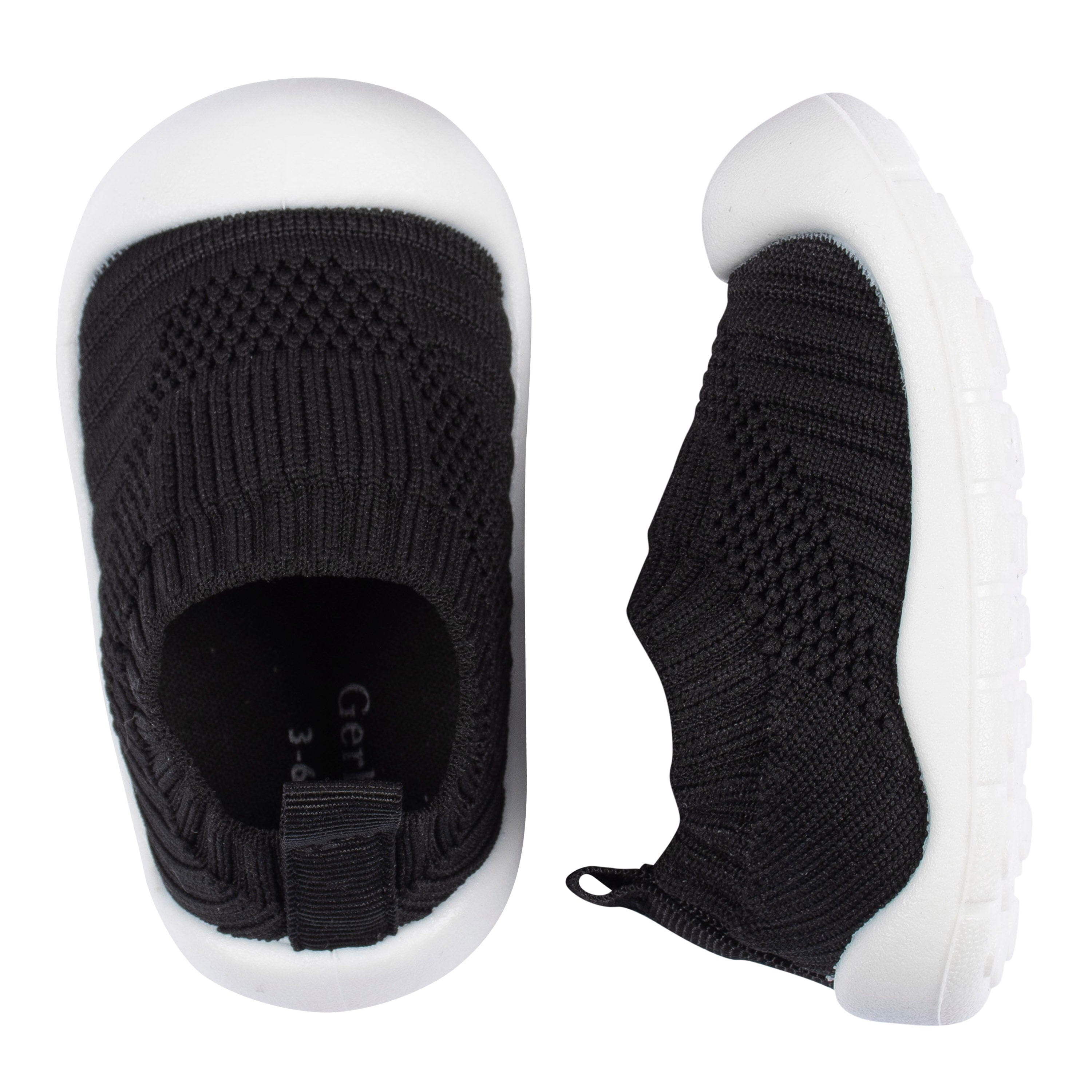 Baby Boys Black Stretchy Knit Slip-On Sneaker