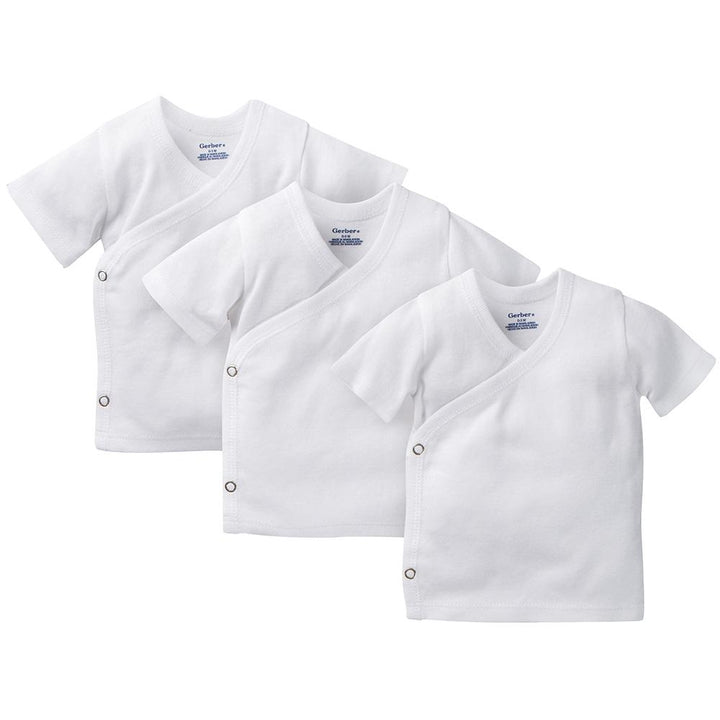 3-Pack White Side-Snap Short Sleeve Shirts