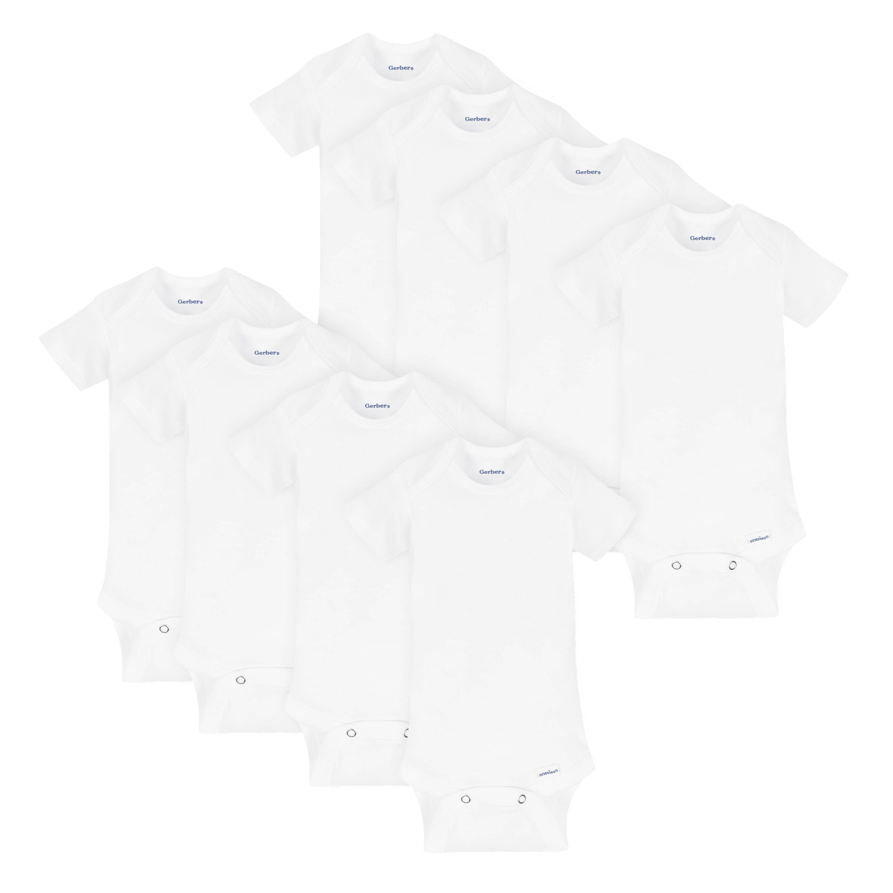 8-Pack Baby White Short-Sleeve Onesies® Bodysuits-Gerber Childrenswear