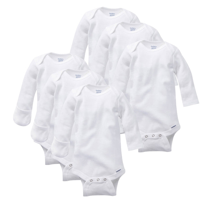 6-Pack Mitten Cuff Baby Onesies® Bodysuits-Gerber Childrenswear