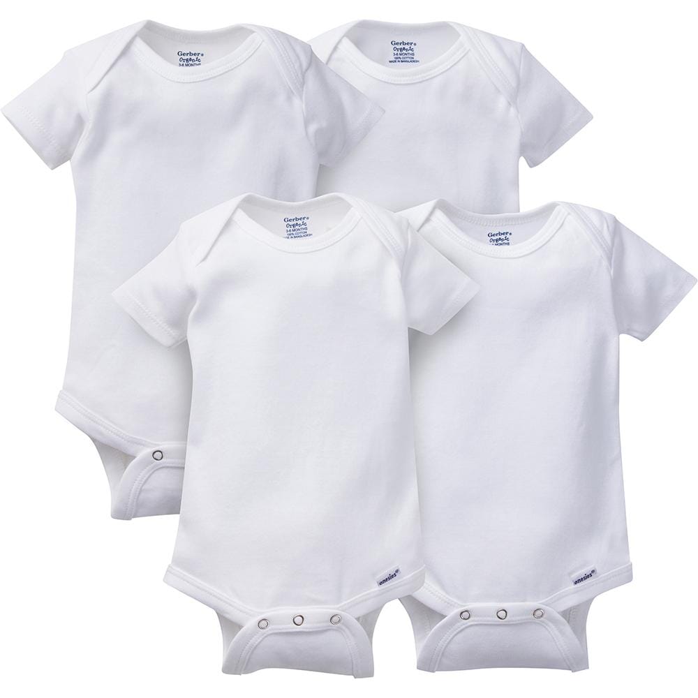 4 Pack Organic Short Sleeve Onesies® Bodysuits