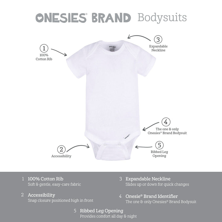 2-Pack Baby Neutral White Short Sleeve Onesies® Bodysuits