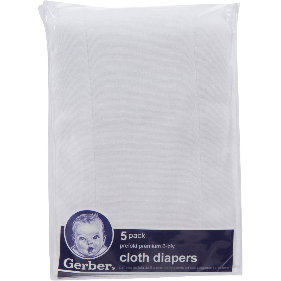 5-Pack Premium White Prefold Gauze Cloth Diapers-Gerber Childrenswear