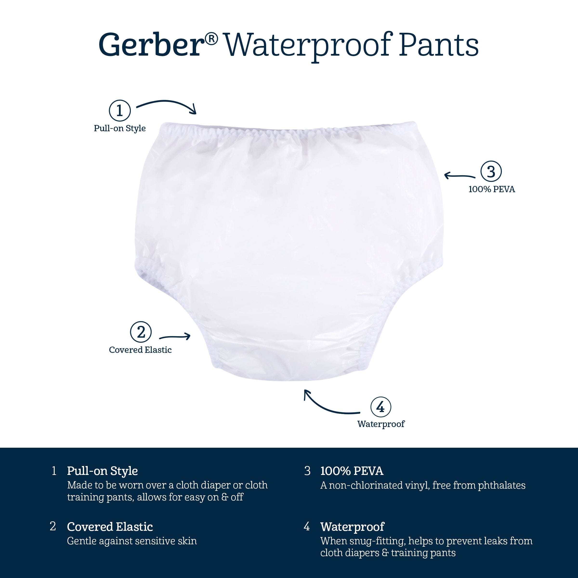 4-Pack Toddler White Waterproof Pants