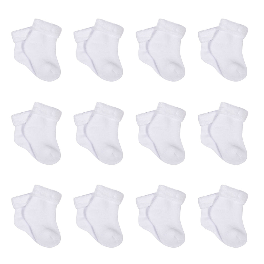 12-Pack White Wiggle-Proof™ Socks-Gerber Childrenswear