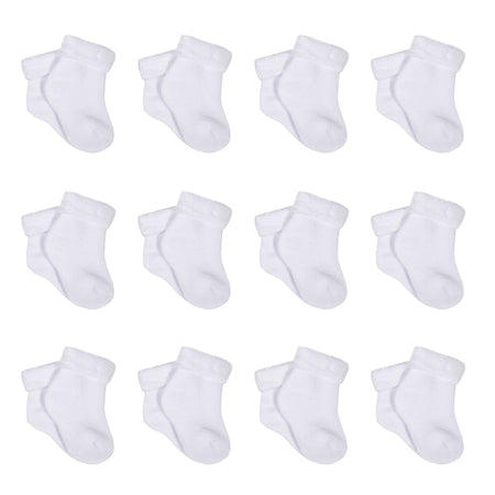 12-Pack White Wiggle Proof® Terry Bootie Socks