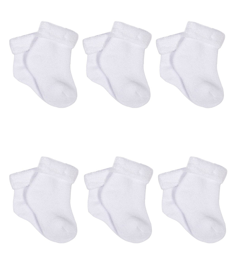 6-Pack White Terry Wiggle-Proof™ Socks-Gerber Childrenswear