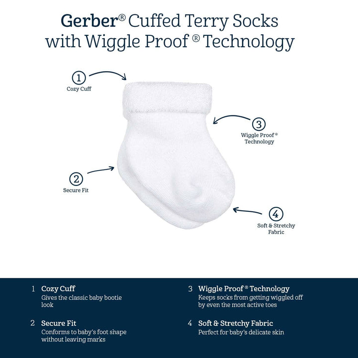 6-Pack Baby Boys Bear Wiggle Proof® Terry Bootie Socks