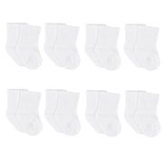 8-Pack Baby & Toddler White Wiggle-Proof™ Jersey Crew Socks-Gerber Childrenswear