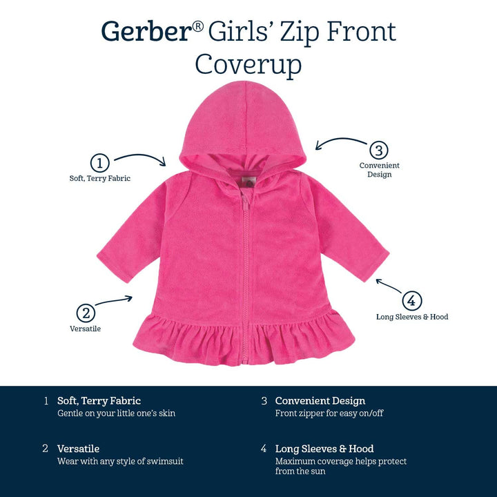 Baby & Toddler Girls Pink Zipper Hoodie Terry Coverup