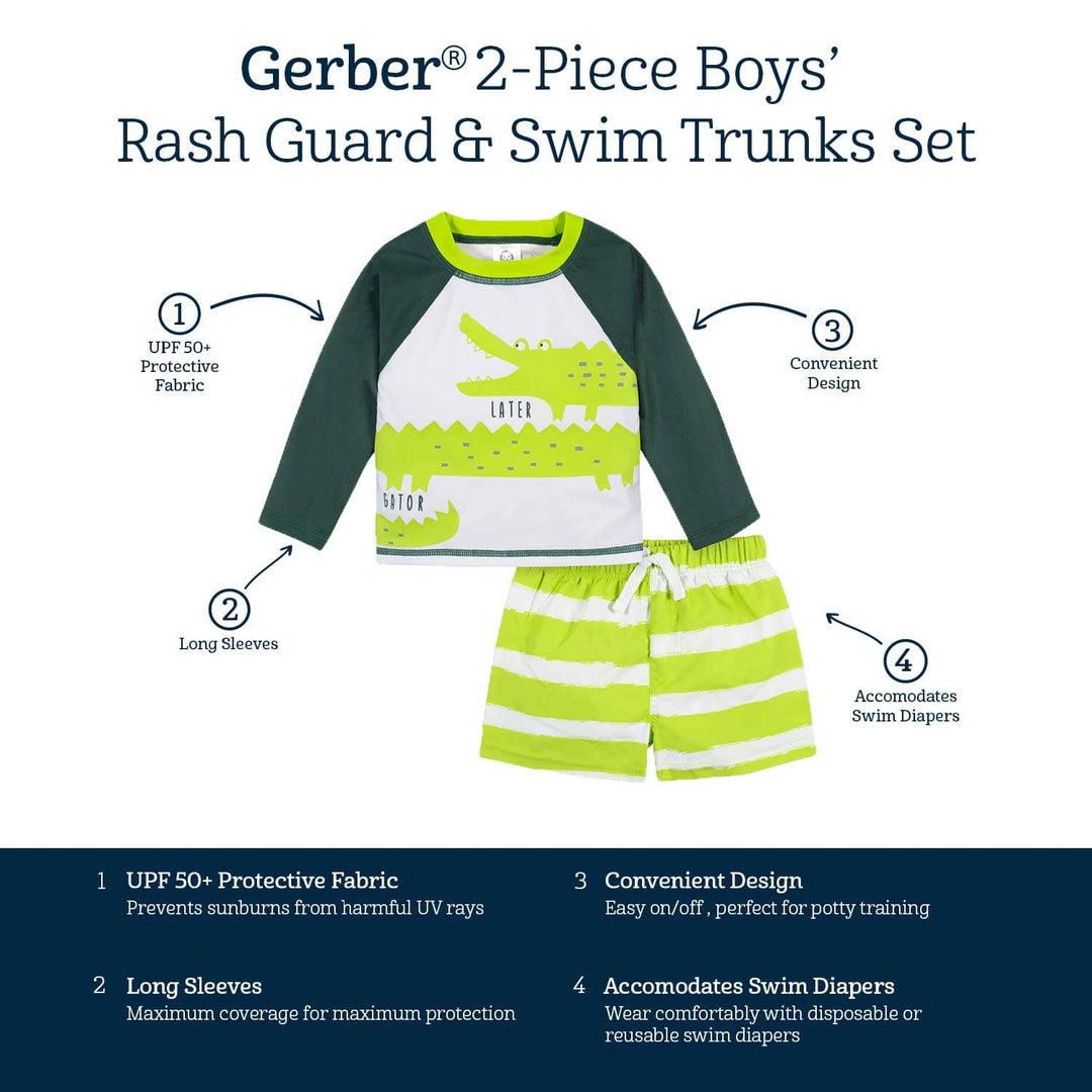 2-Piece Baby & Toddler Boys Later Gator Rash Guard & Swim Trunks Set