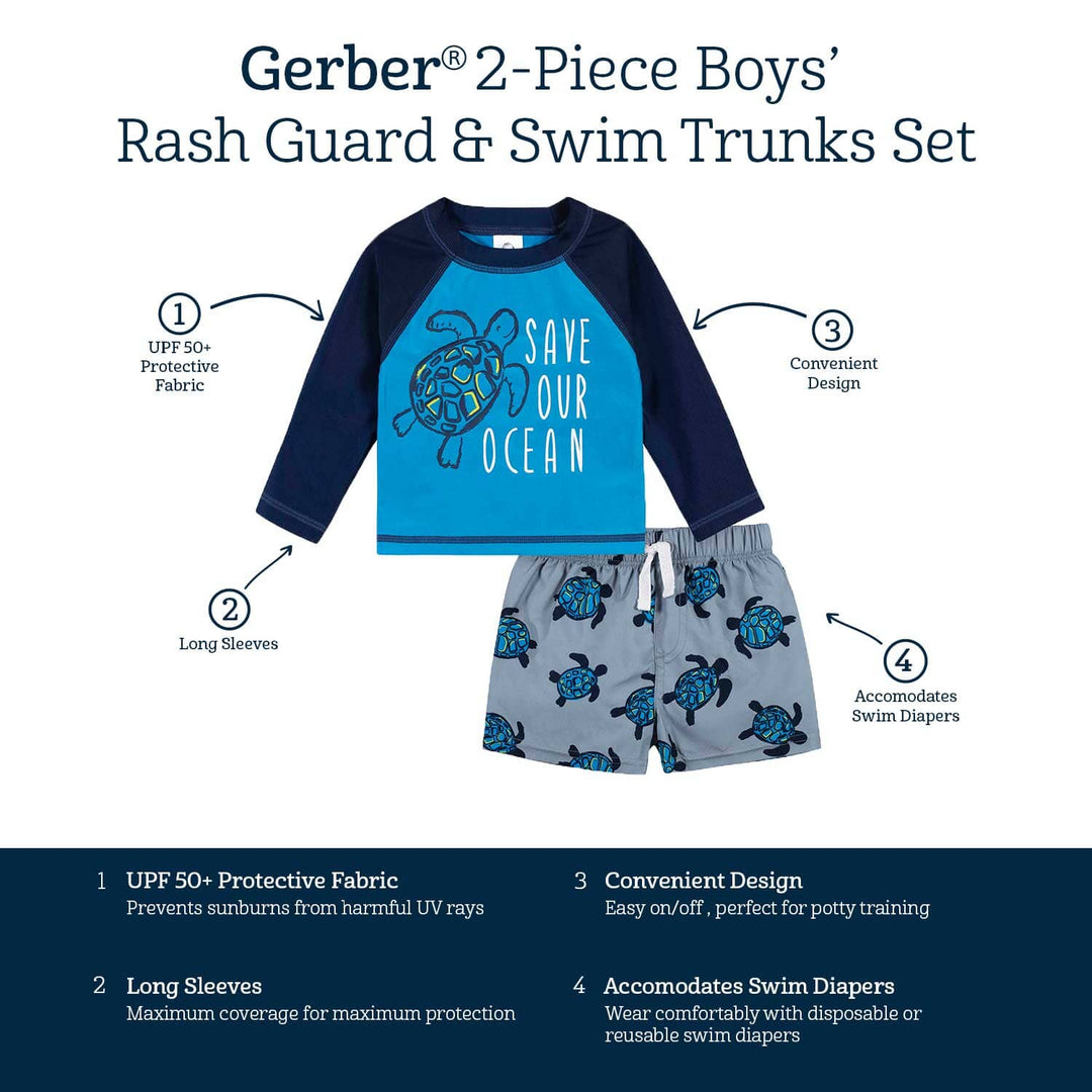 2-Piece Baby & Toddler Boys Sea Friends Rash Guard & Swim Trunks Set