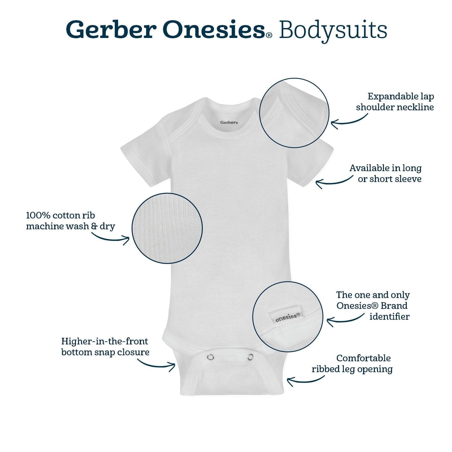 5-Pack Grey Onesies® Bodysuits
