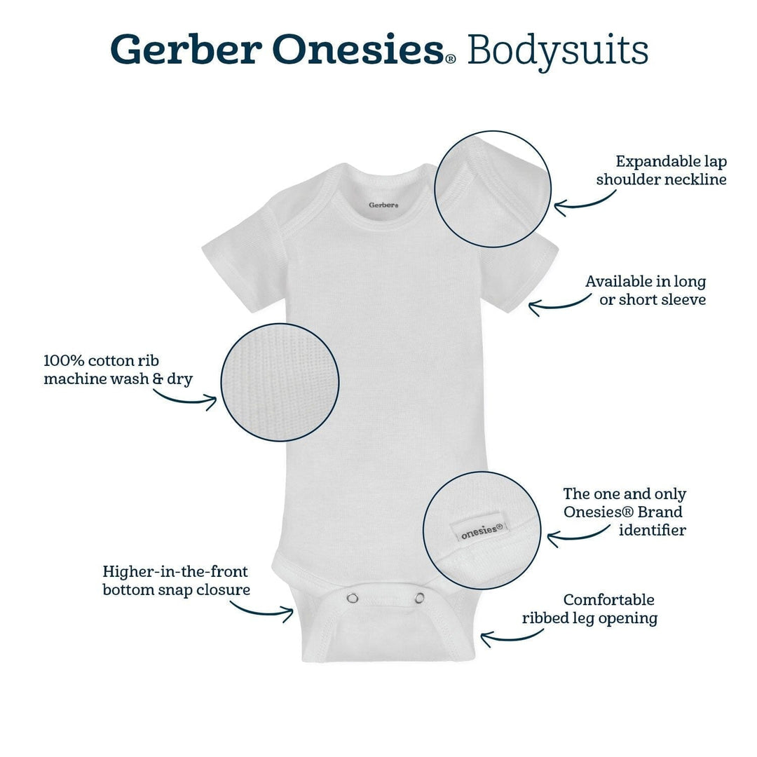 5-Pack Solid Blue Baby Short Sleeve Onesies® Bodysuits