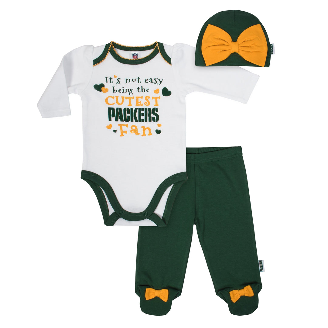 Green Bay Packers Baby Girl Outfit, 3pc Set-Gerber Childrenswear