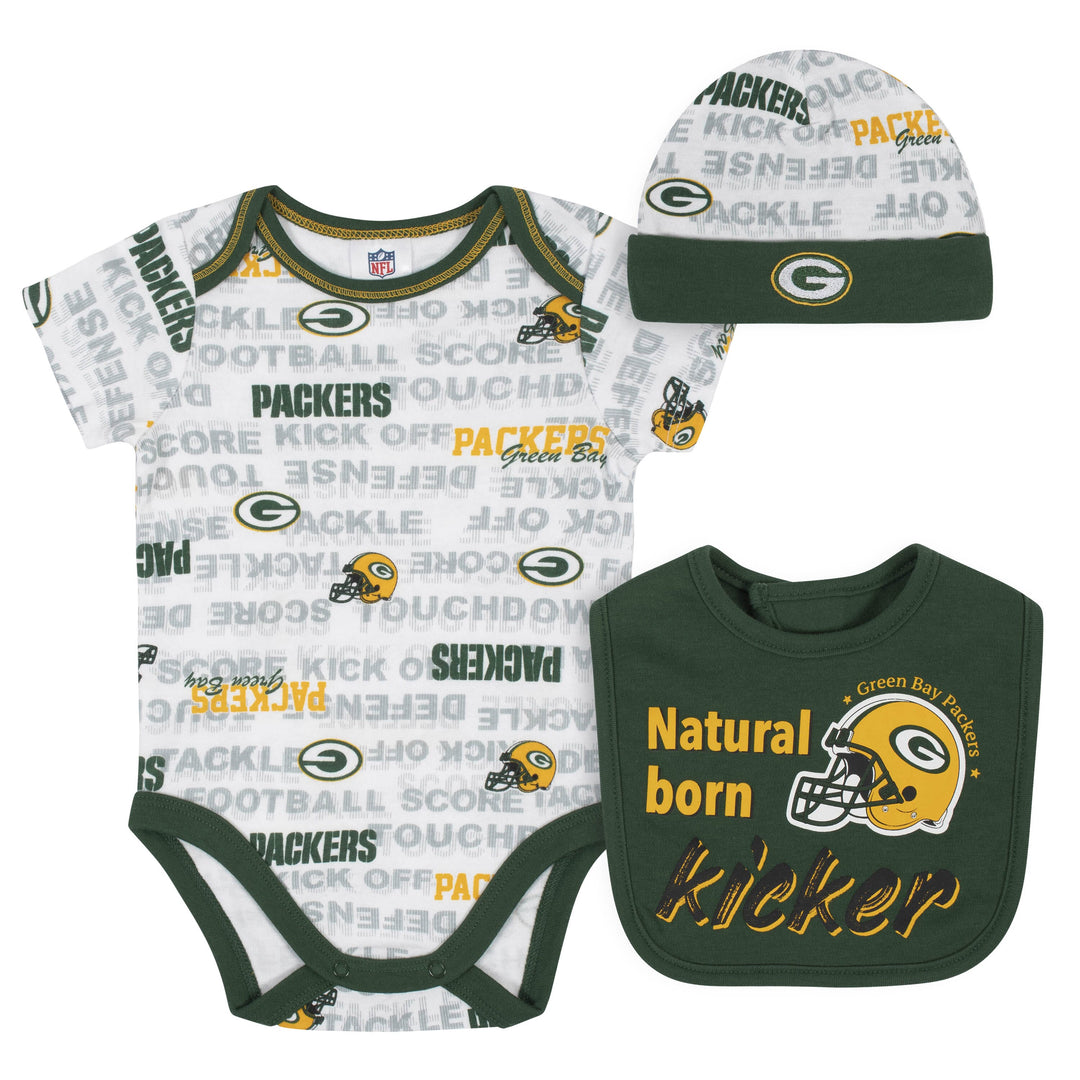 Baby Boys 3-Piece Green Bay Packers Bodysuit, Cap, and Bib Set-Gerber Childrenswear