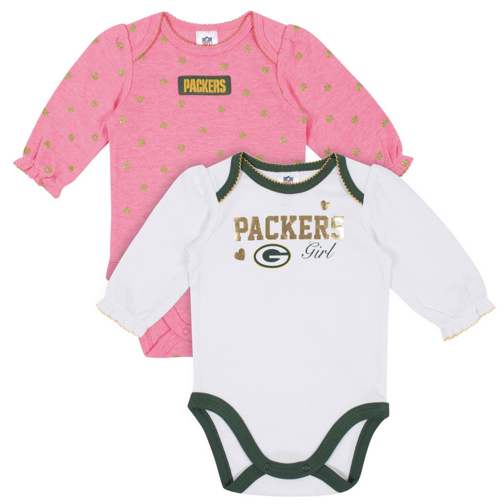 Baby Girls Green Bay Packers Long Sleeve Bodysuit, 2-pack -Gerber Childrenswear
