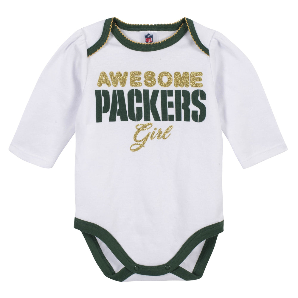 Baby Girls Green Bay Packers 3-Piece Bodysuit, Pant, and Cap Set-Gerber Childrenswear