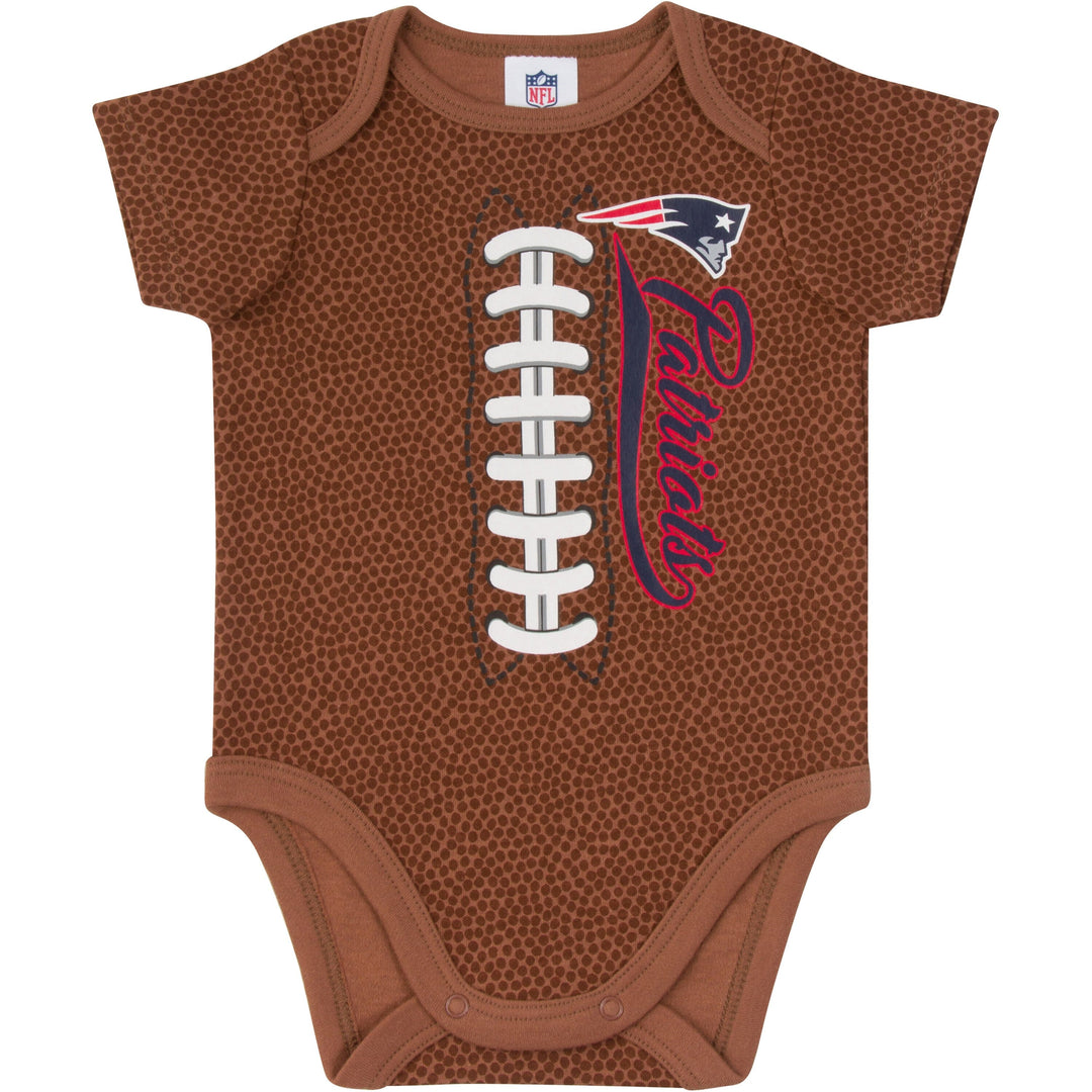New England Patriots Baby Boys Football Short Sleeve Bodysuit-Gerber Childrenswear