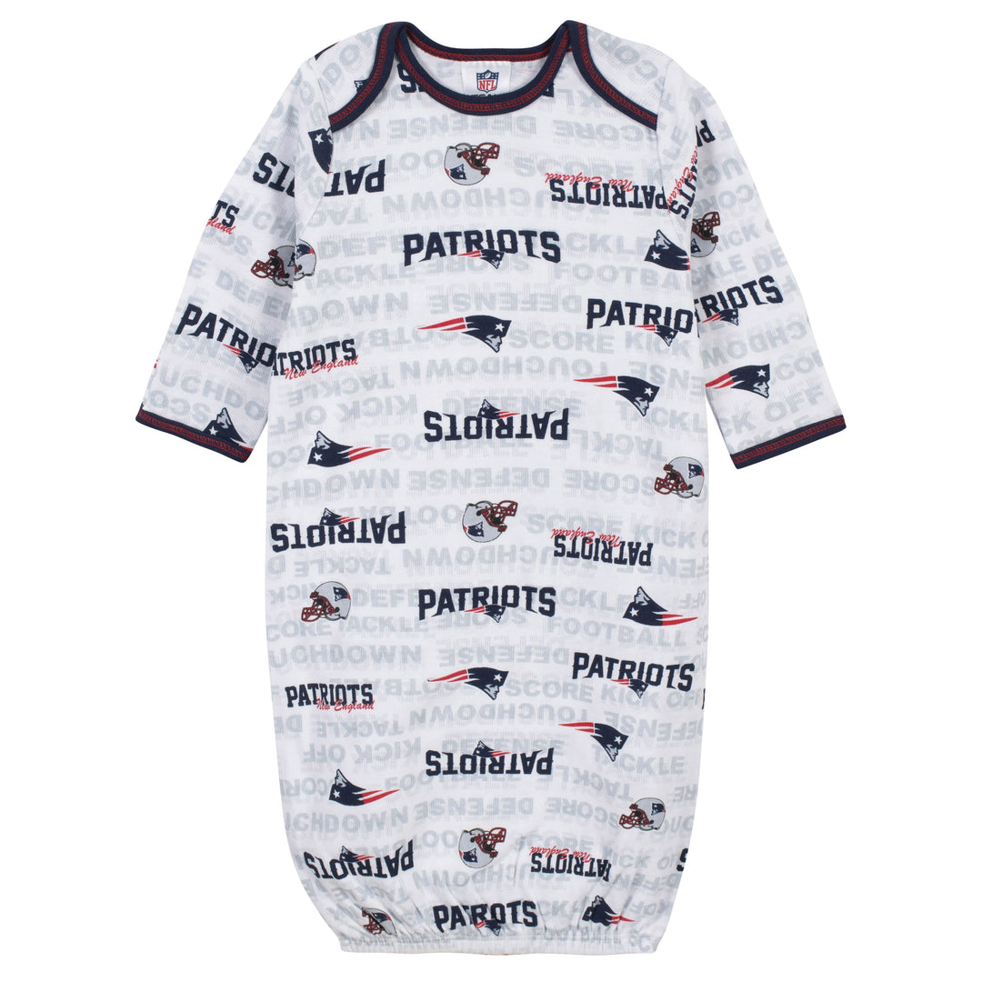 Baby Boys 3-Piece New England Patriots Bodysuit, Gown, and Cap Set-Gerber Childrenswear