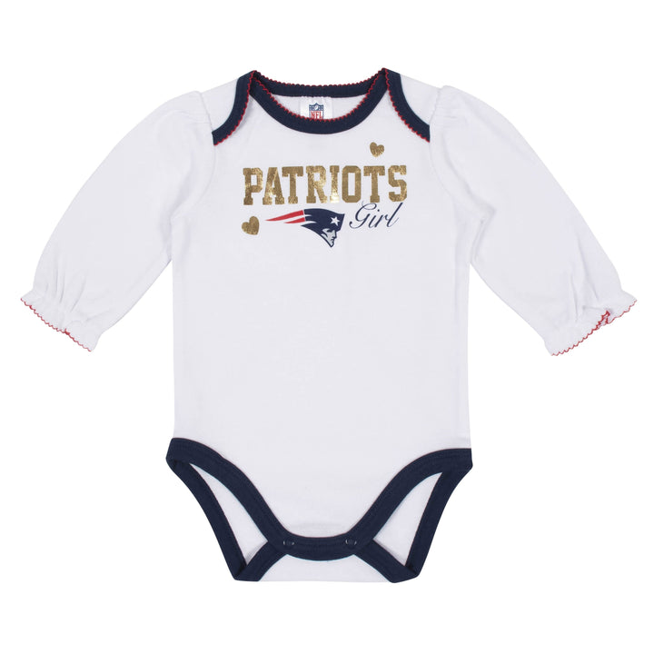 Baby Girls New England Patriots Long Sleeve Bodysuit, 2-pack -Gerber Childrenswear