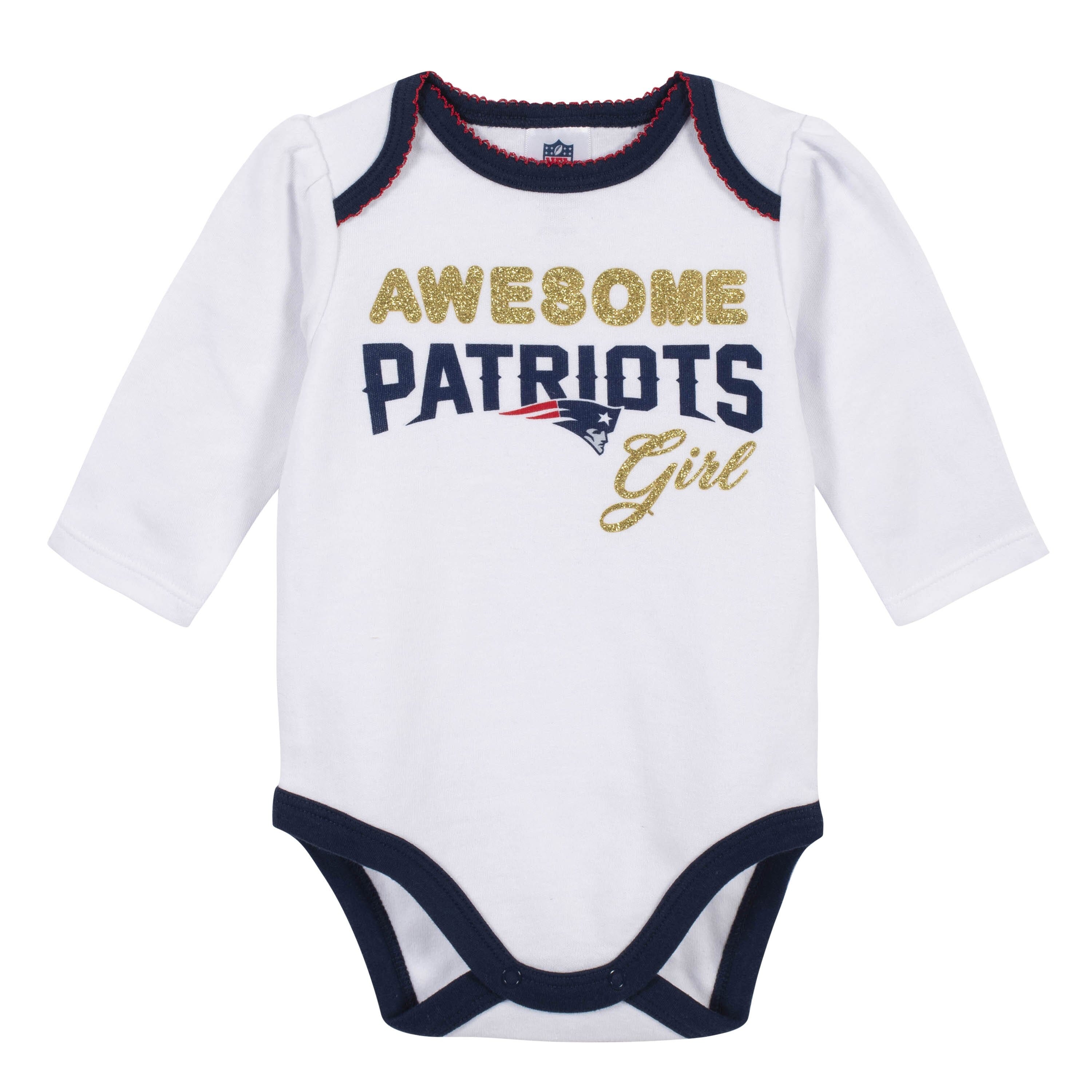 Baby Girls New England Patriots 3-Piece Bodysuit, Pant, and Cap Set-Gerber Childrenswear