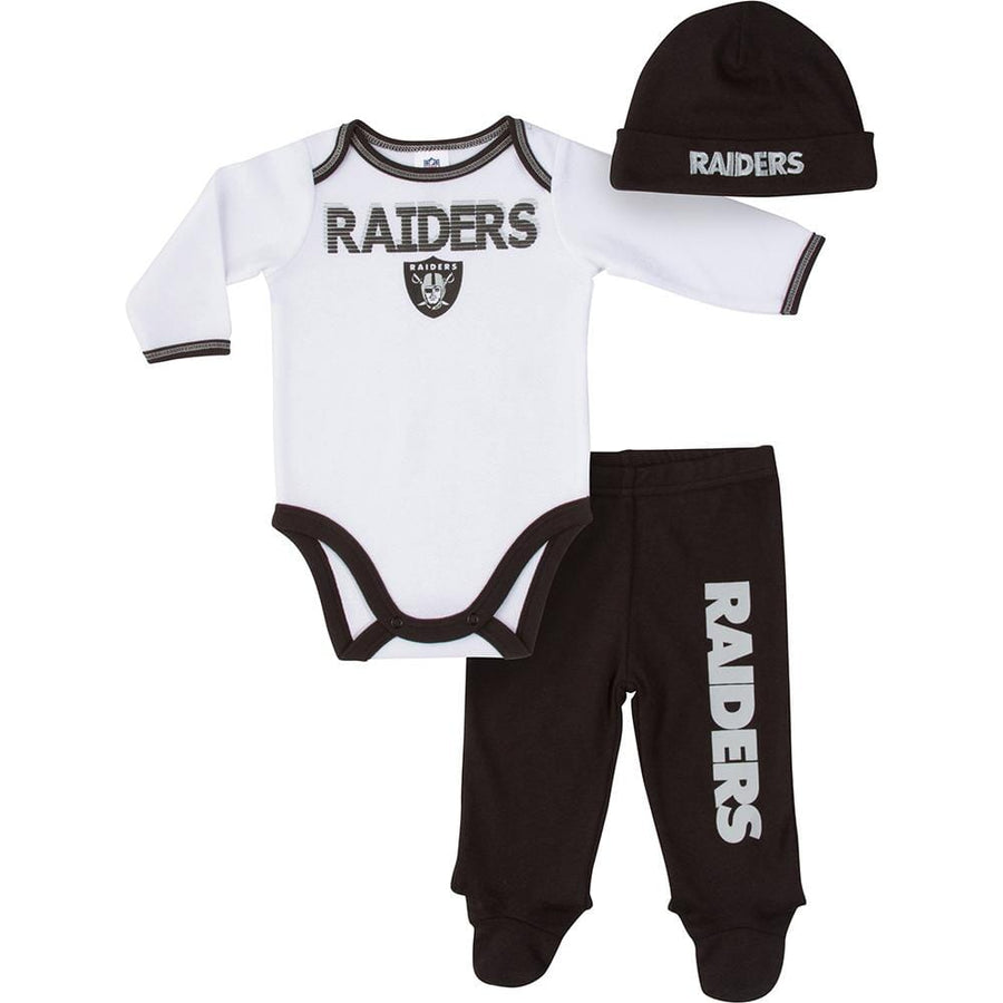 Raiders Baby Boy Bodysuit, Footed Pant and Cap Set-Gerber Childrenswear