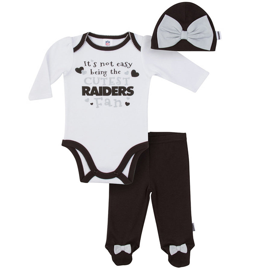 Las Vegas Raiders Baby Girl Outfit, 3pc Set-Gerber Childrenswear