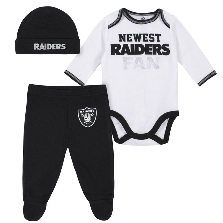 Las Vegas Raiders Baby Boys 3-Piece Bodysuit, Pant and Cap Set-Gerber Childrenswear
