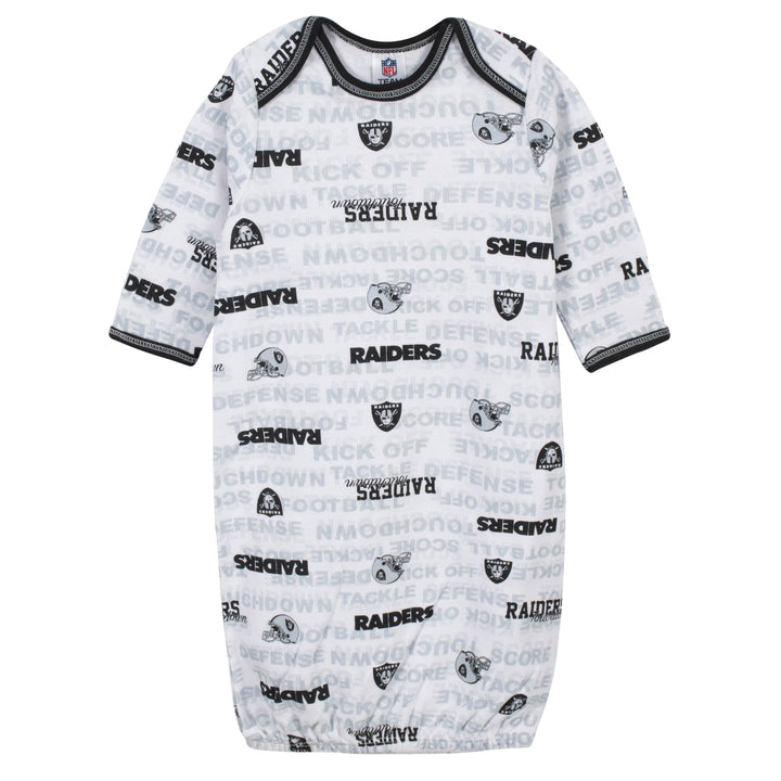 Las Vegas Raiders Baby Boys 3-Piece Bodysuit, Gown, and Cap Set-Gerber Childrenswear