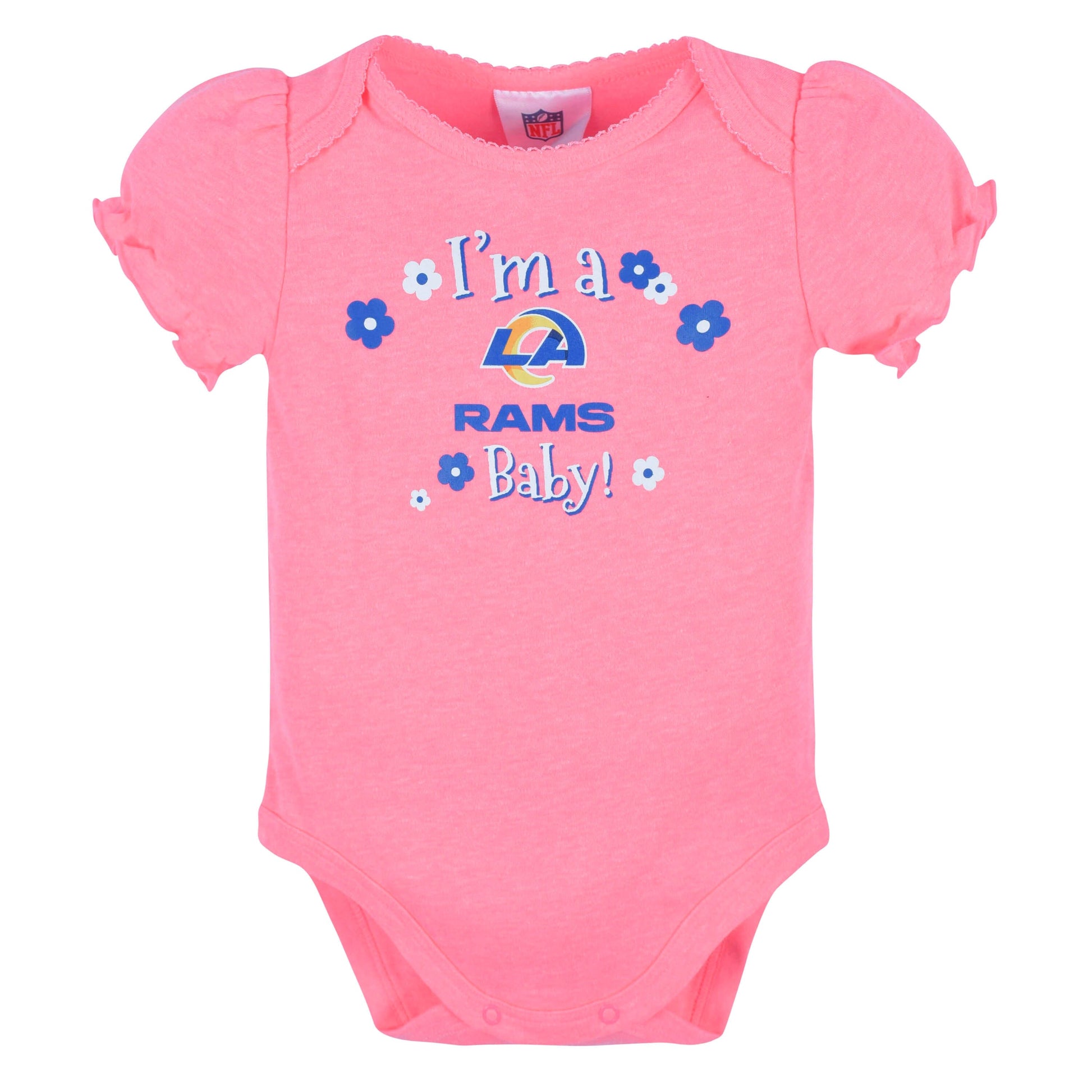 3-Pack Baby Girls Rams Short Sleeve Bodysuits