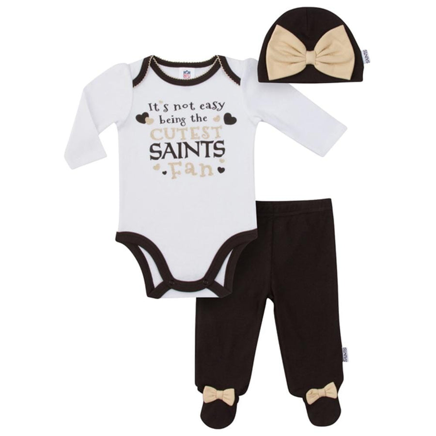 Saints Baby Girls Bodysuit, Pant and Cap Set-Gerber Childrenswear