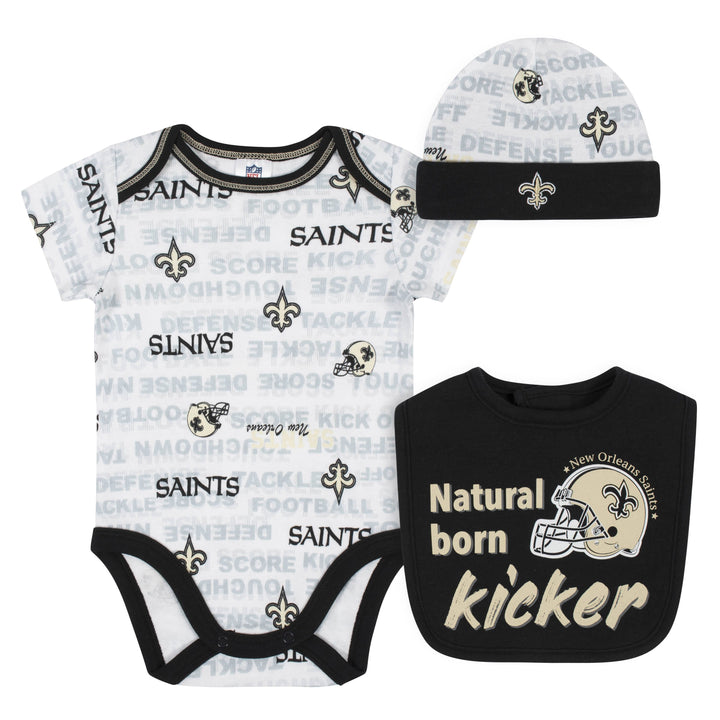 Baby Boys 3-Piece New Orleans Saints Bodysuit, Cap, and Bib Set-Gerber Childrenswear