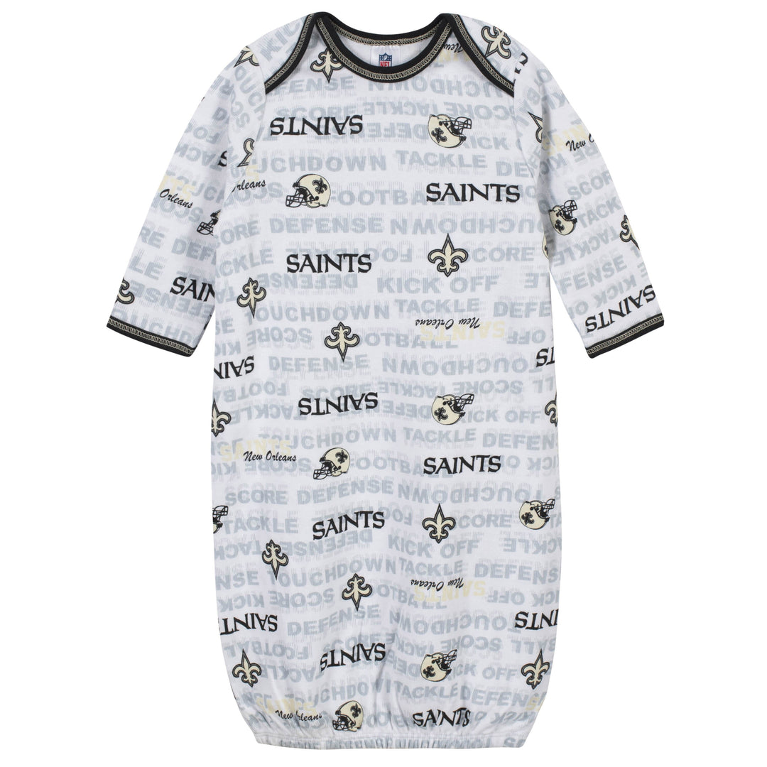 Baby Boys 3-Piece New Orleans Saints Bodysuit, Gown, and Cap Set-Gerber Childrenswear