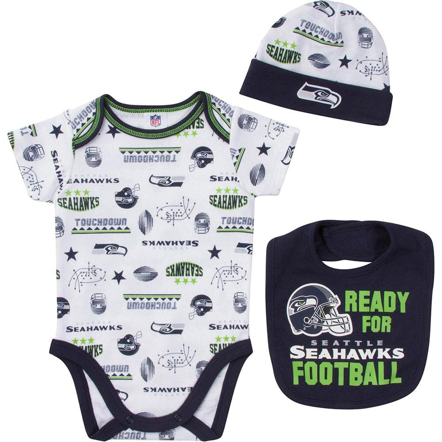 Seahawks Baby Boy Bodysuit, Cap and Bib Set-Gerber Childrenswear