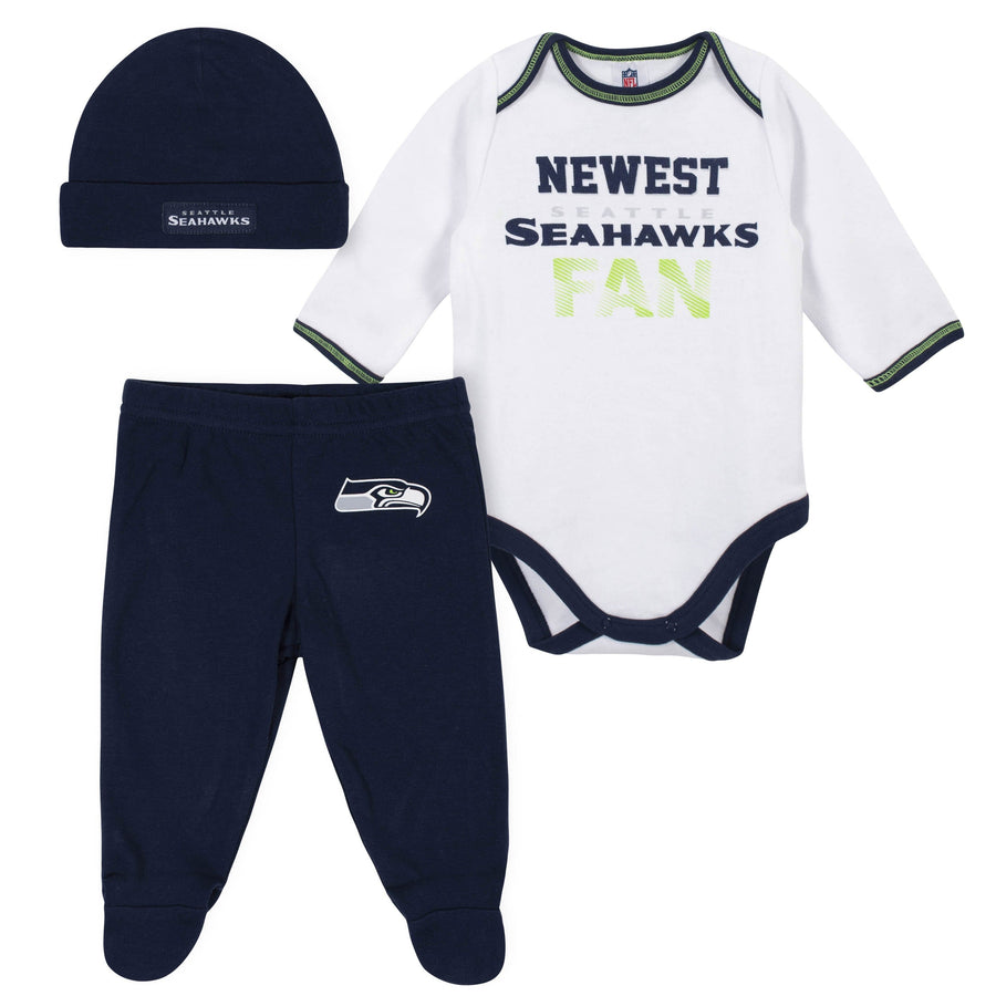 Baby Boys Seattle Seahawks 3-Piece Bodysuit, Pant and Cap Set-Gerber Childrenswear