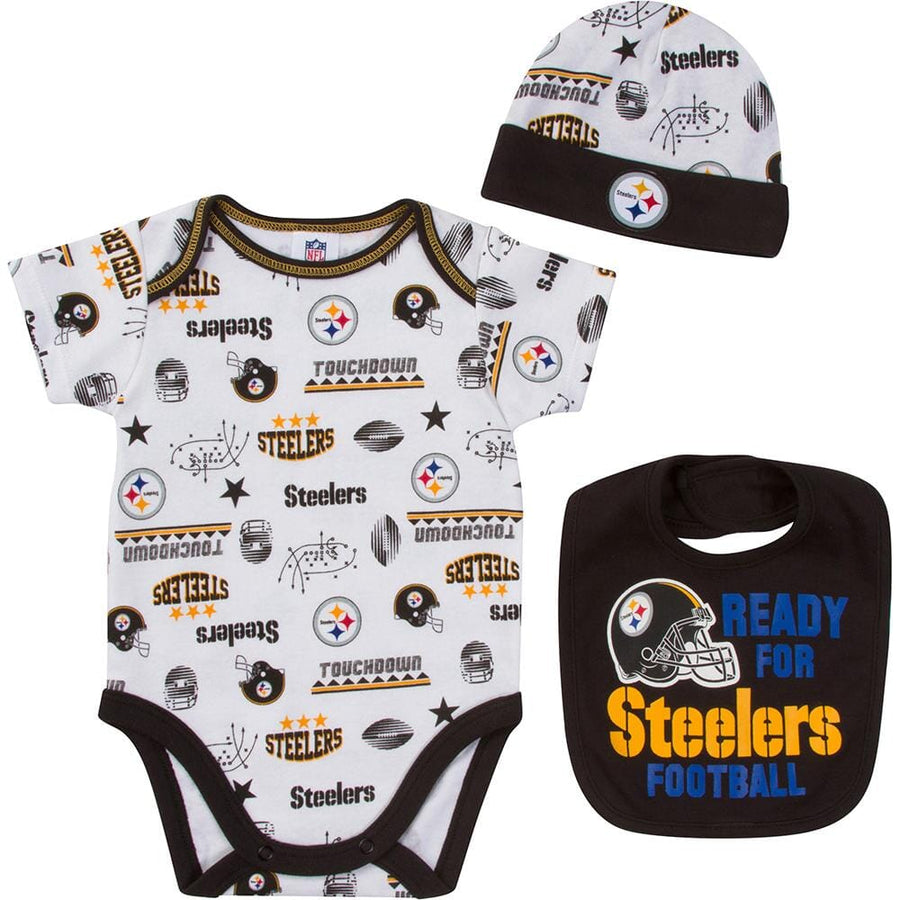 Steelers Baby Boy Bodysuit, Cap and Bib Set-Gerber Childrenswear