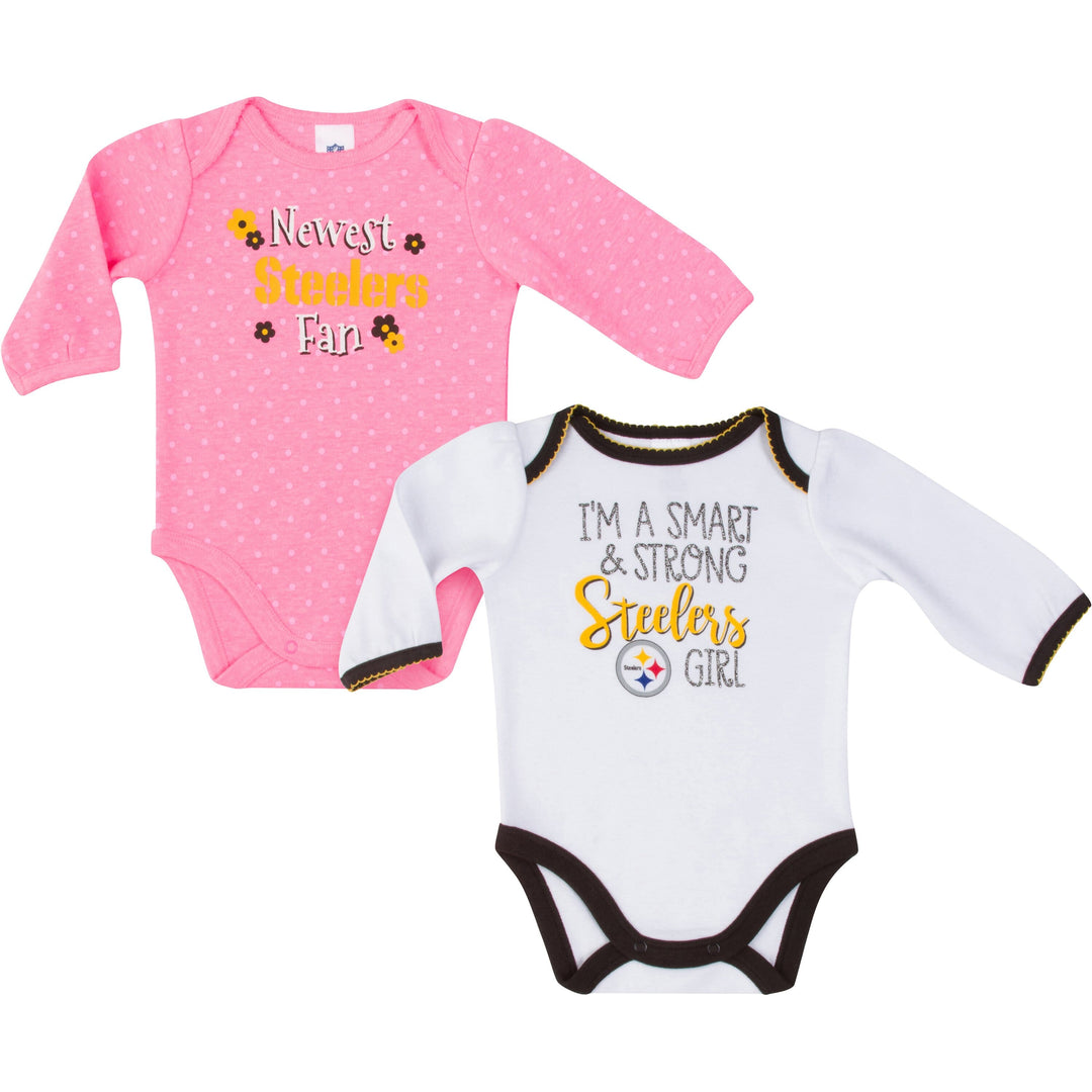 Pittsburgh Steelers Baby Girl Long Sleeve Bodysuit, 2-pack -Gerber Childrenswear